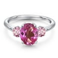 thumbnail image 3 of Gem Stone King 925 Sterling Silver Pink Mystic Topaz and Pink Lab Grown Diamond Engagement Ring for Women | 2.70 Cttw | Oval 9X7MM | Gemstone November Birthstone | Size 6, 3 of 6