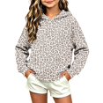 thumbnail image 4 of Sevevn Girls' Leopard Print Hoodie Sweatshirt Long Sleeve Pullover Hooded Top with Ribbed Cuffs and Hem, Cute Casual Graphic Printed Sweatshirt for Kids Everyday School Travel and Outdoor Wear, 4 of 5