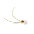 thumbnail image 3 of 8.5-9mm Freshwater Cultured Drop Pearl Pendant Necklace with Garnet Yellow Sterling Silver with Chain for Women, 3 of 6