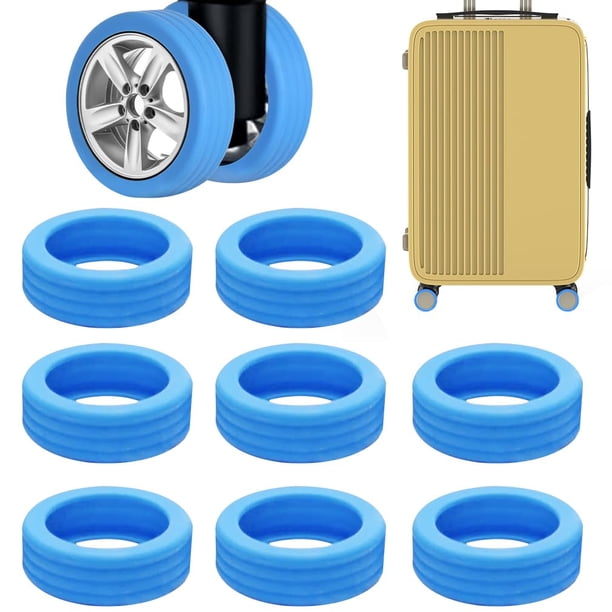 8 fundas para ruedas de maleta, fundas protectoras de equipaje, funda protectora de silicona para ruedas de equipaje para maleta de 2 ruedas (8 piezas azul)