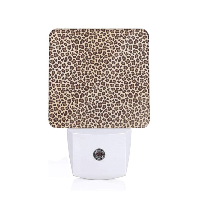 Fotbe Leopard Print-2 Luz Nocturna LED, Luz de Noche con Sensor de Luz Natural de Anochecer a Amanecer, Se Enchufa a la Pared, Blanco Cálido 0.5W-US