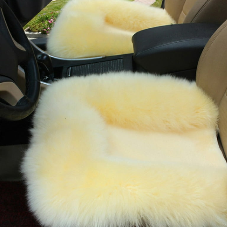 Luxury Thickened Plush Car Seat Cushion Set, Fluffy Fuzzy Car Seat Covers  Winter, Auto Front & Back Seat Pad for Car Seat Universal Fit (Beige,Front