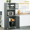 thumbnail image 3 of HOMCOM Kitchen Hutch, Pantry Cabinet with Glass Framed Door, Adjustable Shelves and Microwave Space for Dining Room, Gray, 3 of 9