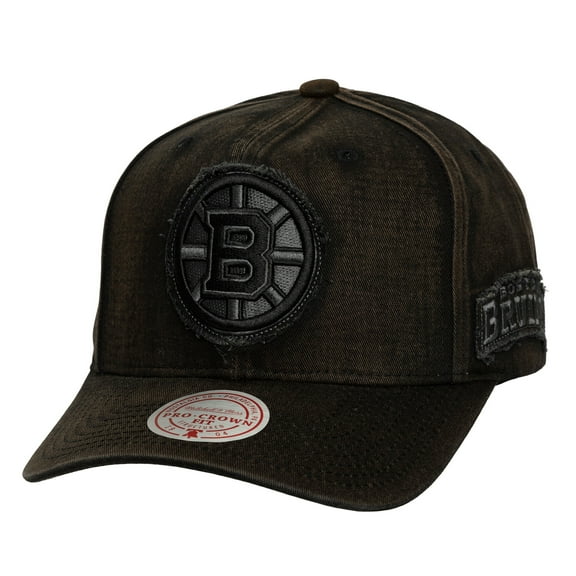 Men's Mitchell & Ness Black Boston Bruins Downtown Snow Wash Pro-Crown Adjustable Hat
