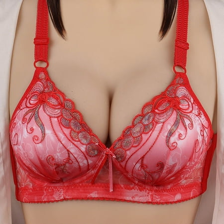

eczipvz Women S Lingerie Women s Front Closure Posture Bra Full Coverage Back Support Wireless Comfy Red 38