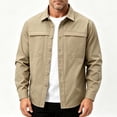 thumbnail image 2 of Men's Lightweight 100% Cotton Work Button Down Shirts, Collared Dual Chest Pockets Breathable Long Sleeve Casual Outdoor Fishing Shacket Tops for Spring Summer Size 5XL Khaki, 2 of 5