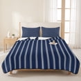 thumbnail image 3 of Twin XL Quilt Set 68''x98'', Navy Blue Striped Lightweight Summer Bedspread Coverlet Set with 2 Pillow Shams, Navy Blue White Farmhouse Stripes Breathable All Season Quilt Bedding for Dorm/Guest Room, 3 of 9