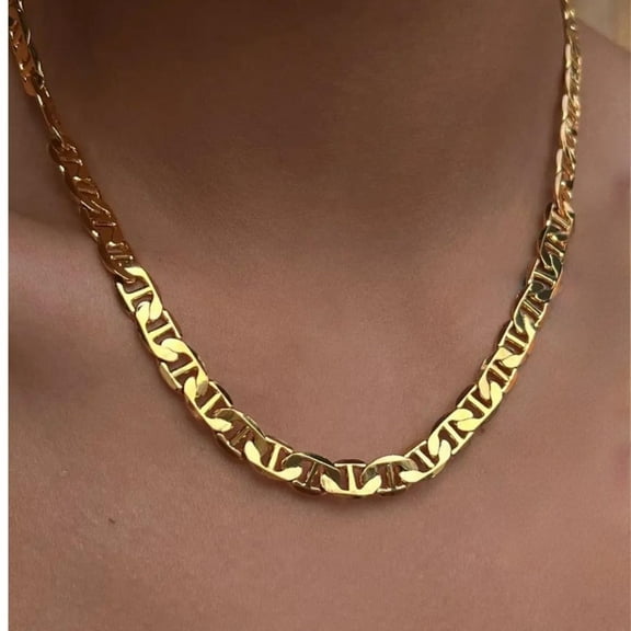 LAPRECIEUZ DE ARTHES JEWELRY 18K Yellow Gold Plated Link Chain for Women - Hypoallergenic and Tarnish Resistant - Comfortable Fit 18"
