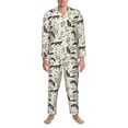 thumbnail image 3 of Daiia Vintage Moon Fox for Men's Long-Sleeved Pajama Set – Soft & Comfortable Sleepwear Button-Up Pajamas Cozy Lounge Wear-Medium, 3 of 7