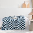 thumbnail image 2 of Throw Blankets Flannel Blanket with Checkerboard Plaid Pattern Soft Throw Blanket for Couch, Bed, Sofa Luxurious Warm and Cozy for All Seasons (Navy, 50"x60"), 2 of 8