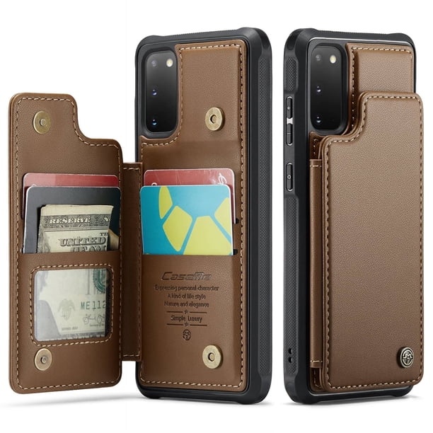 Funda para Samsung Galaxy S20 con tarjetero, funda tipo cartera para hombre y mujer con bloqueo RFID, funda de piel resistente con cierre magnético y función atril, a prueba de golpes