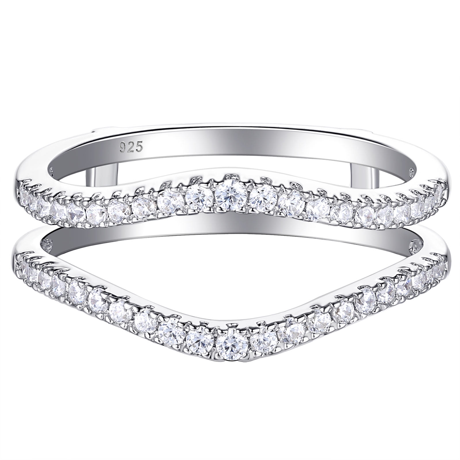 Newshe Engagement Wedding Ring Set AAAAA Cz Guard Enhancers 925 Sterling Silver 