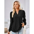 thumbnail image 5 of Blouses for Women Dressy Casual V-Neck Long Sleeve Womens Tops with Puff Sleeves Black Xl, 5 of 8