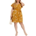 thumbnail image 5 of DARING DIVA Plus Floral Tie Waist Layered Sleeve Casual Dress 3X Ginger, 5 of 6