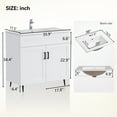 thumbnail image 6 of 36 Inch Bathroom Vanity with Sink, Freestanding Wooden Bathroom Vanity with 2 Doors and Metal Legs, Bathroom Cabinet Vanity with Ceramic Sink (Paint, 36), 6 of 10