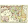 thumbnail image 2 of Rand McNally 14x11 Gold Ornate Wood Framed with Double Matting Museum Art Print Titled - Maryland, Delaware - Rand McNally 1893, 2 of 4