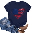 thumbnail image 4 of Odbmxy 4th of July Womens T Shirts Plus Size Blue Short Sleeve Womens Top Vacation Leisure Pullover Summer Heart Print Tops, 4 of 4