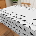 thumbnail image 5 of Duangreer White Halloween Rectangle Tablecloth, Black Bird Line Print Table Cover with Waterproof Wrinkle Resistant for Party Decorations, 60 x 102 Inch, 5 of 6