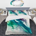 thumbnail image 2 of Designart "Joyous Tropical Turquoise III" Abstract Liquid Ink Bedding Covert Set - Modern Blue Abstract Bed Set With 1 Sham, 2 of 6
