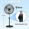 thumbnail image 2 of 20 Inch Pedestal Standing Oscillating Fan,Adjustable Height Heavy Duty Industrial Metal Floor Fan with 3 Speed,Use for Workshop, Garage, Commercial, Rooms., 2 of 4