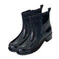 thumbnail image 1 of Botas de lluvia cortas PVC impermeable resistente al desgaste suela antideslizante zapatos de lluvia simples para mujer negro 38, 1 of 12