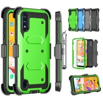Samsung Galaxy A01 Case Clip Belt Holster,Takfox Shockproof Swivel Defender Heavy Duty Armor Protective Case & 2 Pcs Tempered Glass Screen Protector w/ Kickstand Rugged Cover For Galaxy A01 2020,Green