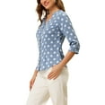 thumbnail image 4 of Allegra K Women's Polka Dots 3/4 Sleeve Casual Button Front Blouse Top, 4 of 7