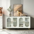 thumbnail image 3 of Tcbosik Modern Buffet Sideboard with Storage, TV Media Console Table with 4 Glass Doors and Adjustable Shelves, Cupboard Cabinet for Kitchen Living Room Dining Room, Antique White, 3 of 10
