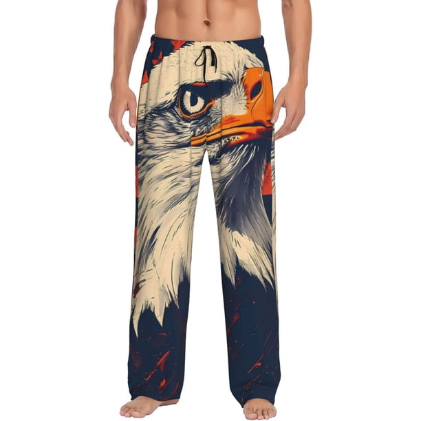 Fotbe American Bald Eagle A Pantalones de Pijama para Hombre, Pantalones de Dormir, Pantalones de Casa con Cintura Ajustable y Bolsillos-XX-Large