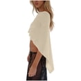 thumbnail image 5 of Feancey Sheer Poncho Tops for Women Crochet See Through Beach Coverups Summer Sun Protection Asymmetrical Shawl Beige Free Size, 5 of 6