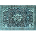 thumbnail image 1 of Ahgly Company Indoor Rectangle Medallion Light Blue Traditional Area Rugs, 7' x 10', 1 of 4
