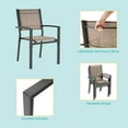 thumbnail image 2 of Sonerlic 7 Pieces Dining Table Set Outdoor Steel and Textilene Furniture Set, HIPS Material Tabletop for Balcony, Porch and Backyard,Taupe, 2 of 5