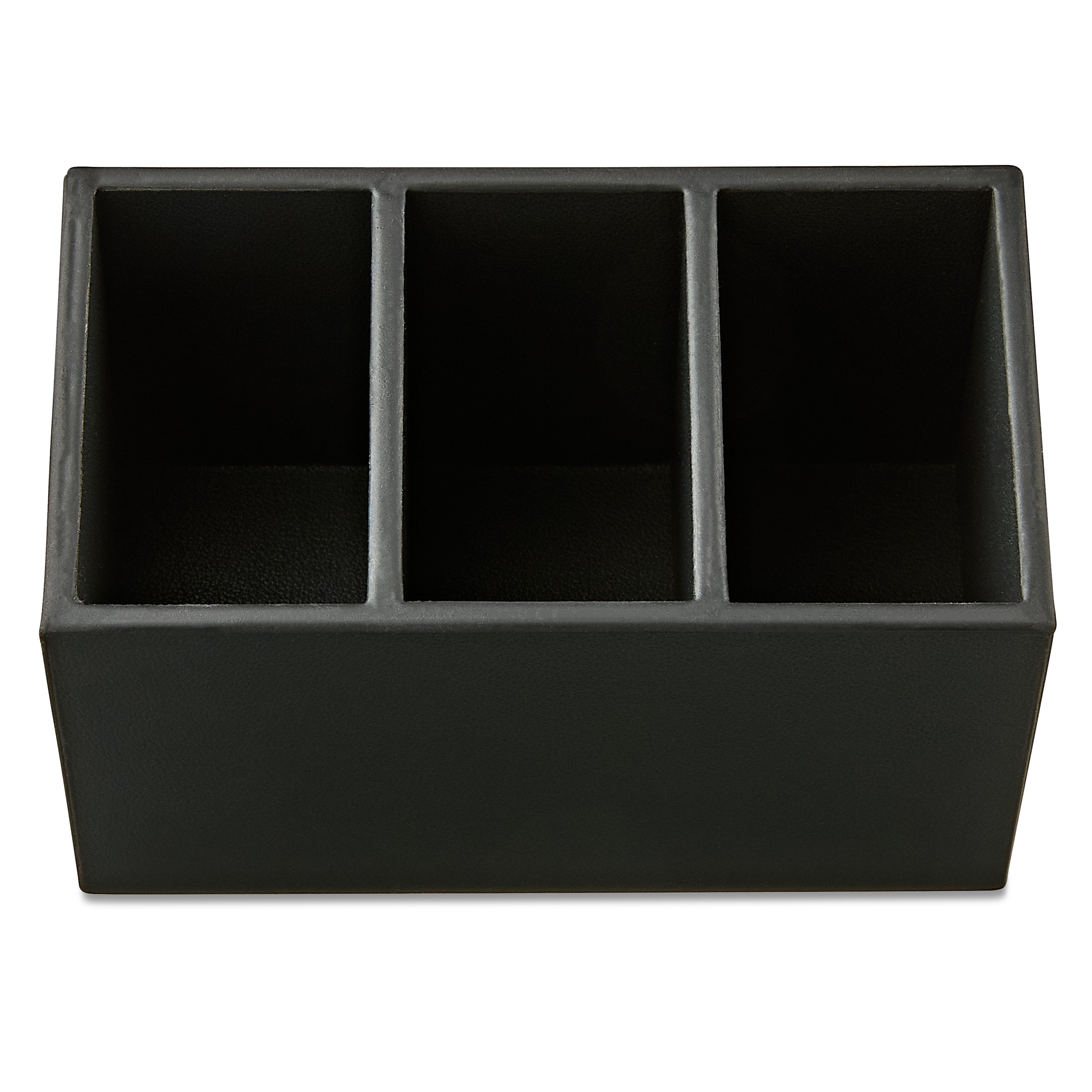 (2 pack) Pen+Gear Simulated Leather Pencil Cup, 3 Compartments, Round Shape, Rich Black