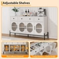 thumbnail image 7 of EastVita 62 inches Buffet Cabinet with Storage Large Sideboard Cabinet Coffee Bar Cabinets with 3 Drawers and 4 Fluted Glass Doors for Home/Kitchen/Dining Room (White), 7 of 7