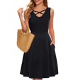 thumbnail image 2 of Vestido sin mangas con tirantes y cuello en V para mujer, informal, con bolsillos sólidos Pompotops ghjkhdj3404, 2 of 9