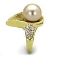 thumbnail image 6 of IP Gold(Ion Plating) Stainless Steel Ring with Synthetic Pearl in Champagne for Women Champagne Stone Color Style TK2131 Size 9, 6 of 6