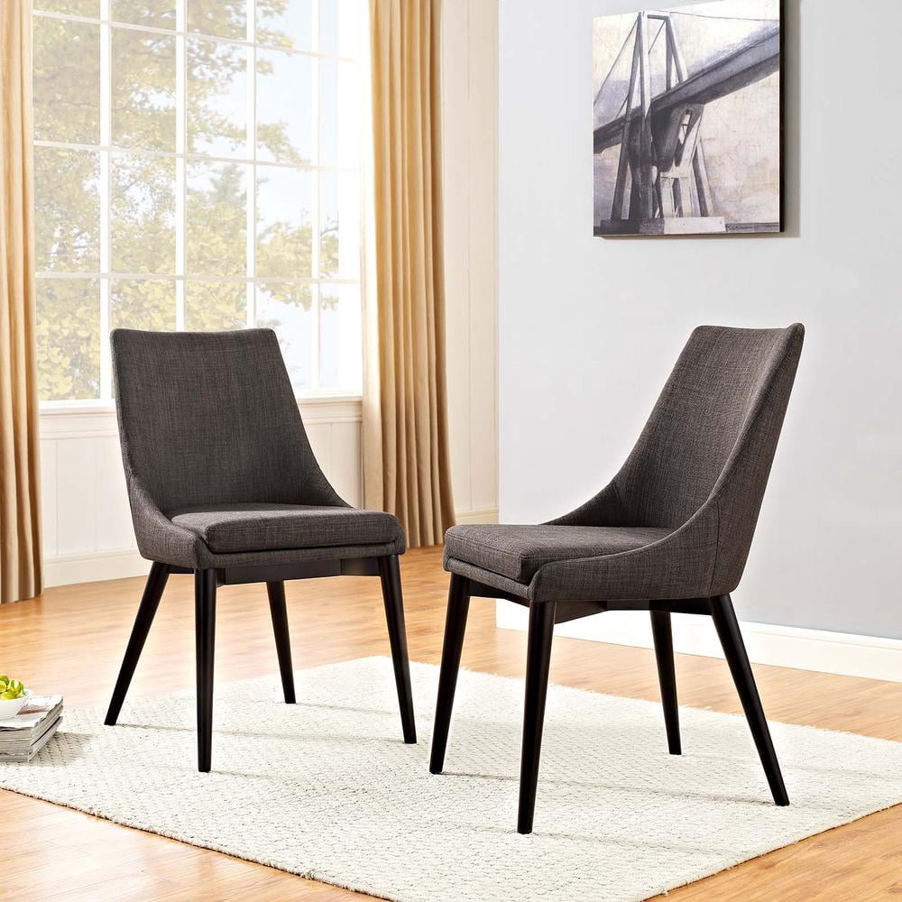 Modway Viscount Dining Side Chair Fabric Set of 2 in Brown