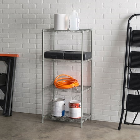 Home Basics 4 Tier Steel Wire Shelf Grey