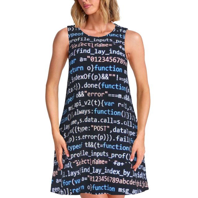Balery Function Source Code Vestidos de verano para mujer con estampado: vestido holgado sin mangas, vestido playero informal y cómodo para días calurosos.