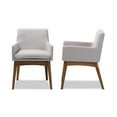 thumbnail image 3 of Baxton Studio Nexus Mid-Century Modern Walnut Wood Finishing Greyish Beige Fabric Dining Armchair (Set of 2), 3 of 6