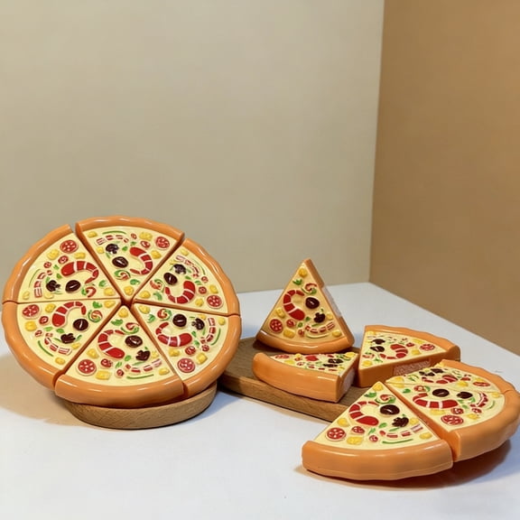 Sliceable Pretend Play Pizza Toy for Kids, Toddler Kitchen Cutting Food Set with Removable Toppings, Educational Fine Motor Skills Toy, Birthday Holiday Gift for Boys Girls Ages 3 4 5 6 Years Old