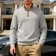 thumbnail image 3 of Ceisia Men's Casual Striped Half Button Round Neck Pullover with Pocket Daily Fashion Top Gift, 3 of 9