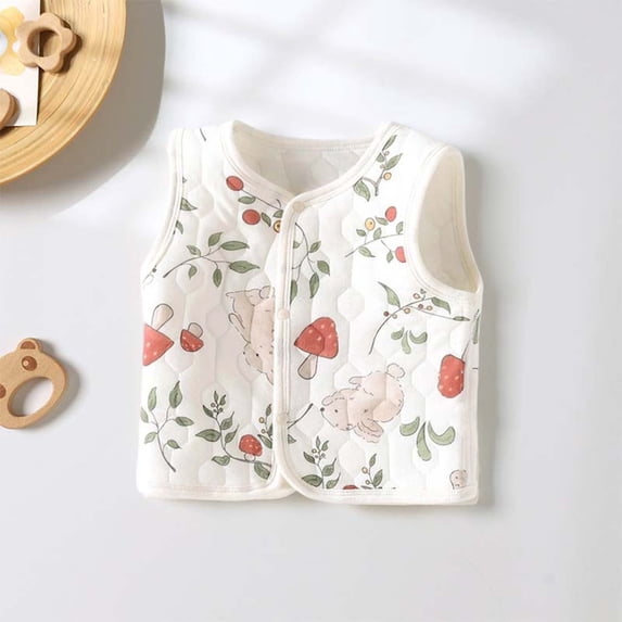 Toddler Boys Girls Vest Button Down Sleeveless Cute Print Quilted Jackets Fall Winter Lightweight Cotton Outwear Vests (6-9 Months, Multicolor)