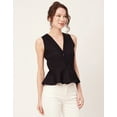 thumbnail image 6 of Moomaya Women's Solid Peplum Top, V Neck Sleeveless Cotton Slub Formal Top Blouse, 6 of 7