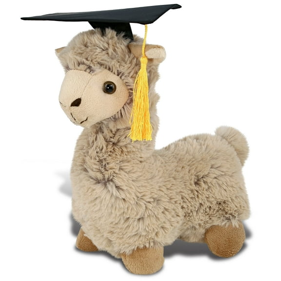 DolliBu Beige Llama Graduation Plush Toy - Super Soft Plush Graduation Stuffed Animal Dress Up with Graduation Cap with Tassel Outfit - Congratulatory Graduation Gift - 11 Inch