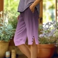 thumbnail image 3 of STETMN Women's Knee Length Shorts Gradient Cotton Linen Shorts Summer Beachwear Outfits with Pocket, 3 of 5