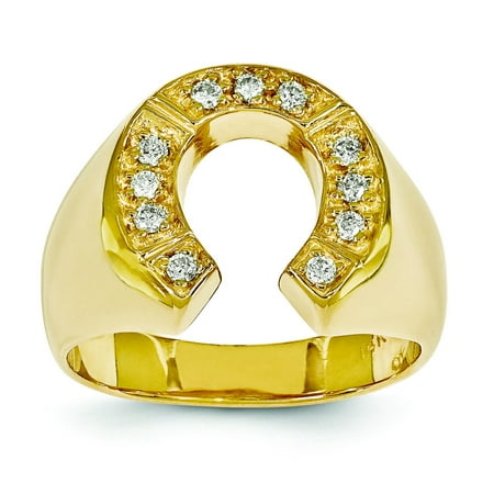 14K Gold Diamond Horseshoe Mens Ring Jewelry Sz 10 14K Gold Diamond Horseshoe Mens Ring Jewelry Sz 10