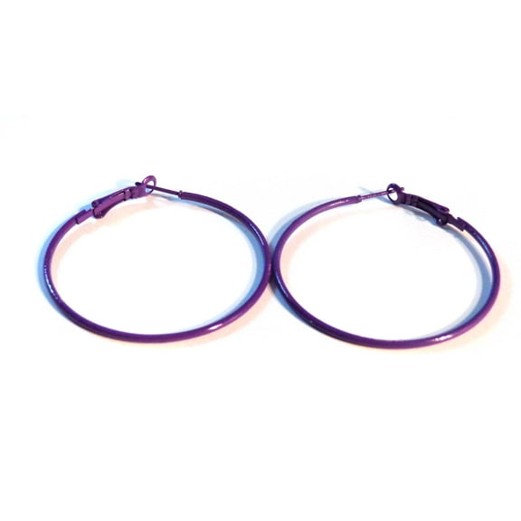 Purple Hoop Earrings Medium Hoops 1.5 inch