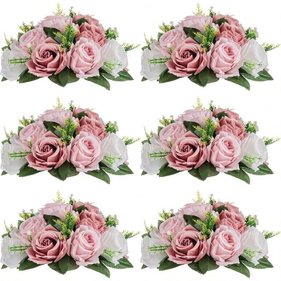 Flower Balls For Wedding Centerpieces 6 Pcs 9.5 Inch Diameter Fake Flower Ball Arrangement Bouquet Party Centerpieces For Tables Dusty Rose Bouquet Centerpiece Flowers For Wedding Table