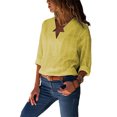 thumbnail image 1 of DYMADE Womens V Neck Long Sleeve Cotton Solid Loose Top, 1 of 2